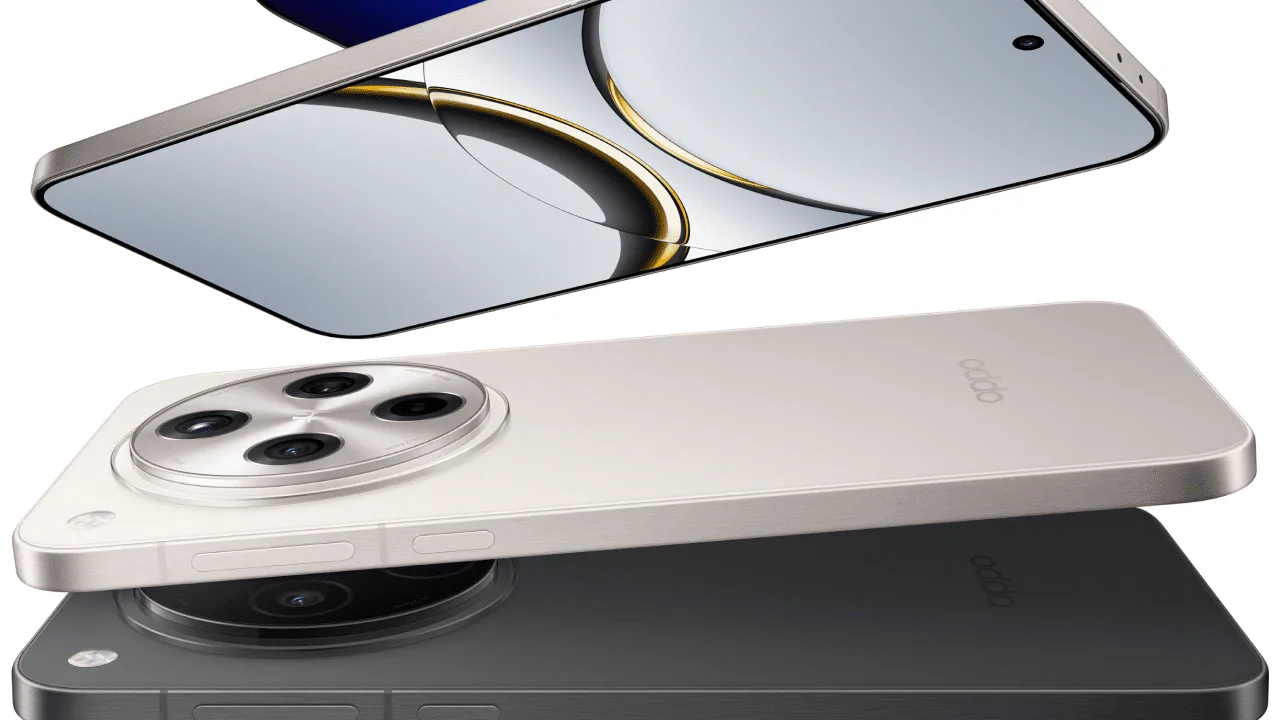 Oppo Find X8 Ultra स्मार्टफोन का फ्रंट और बैक डिज़ाइन जिसमें गोल ट्रिपल कैमरा मॉड्यूल है