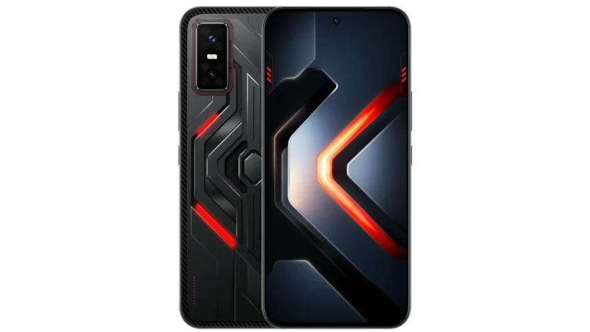 Infinix GT 30 Pro smartphone with LED-accented back panel and punch-hole display