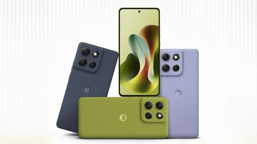 Moto G86 Power 5G smartphone in four Pantone colors with punch-hole display and triple rear camera