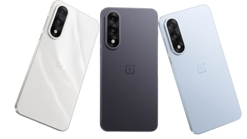 OnePlus Nord 5 5G in all three color variants – Marble Sands, Phantom Grey, and Dry Ice