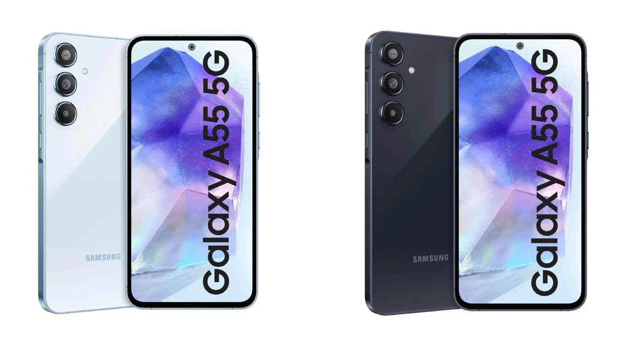 Samsung Galaxy A55 5G ब्लू और ब्लैक कलर वेरिएंट में