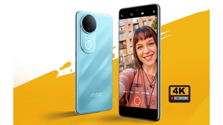iQOO Z10R स्मार्टफोन का फ्रंट और बैक लुक, 4K वीडियो रिकॉर्डिंग फीचर के साथ